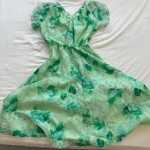 Floral Green Whimsical Dress